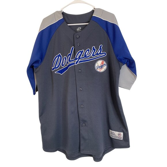 New Mens Dynasty LA Dodgers NLB Baseball Jersey Gray Size L 42-44 - Picture 5 of 8
